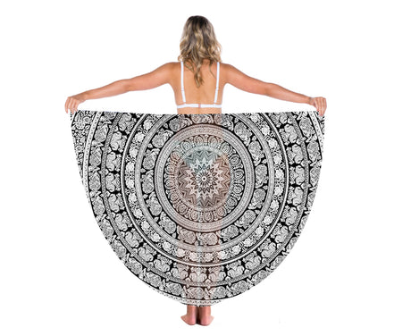 TODO Luxury Edition Chiffon Digital Print Beach Throw Yoga - Black