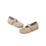 Heart Cutout Breathable Mesh Mary Jane Wedges - Sand