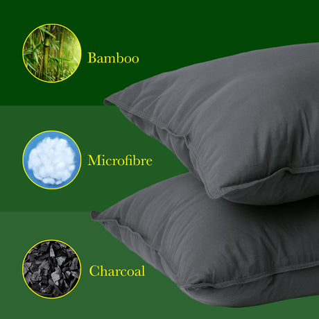Royal Comfort Charcoal Bamboo Pillow Twin Pk