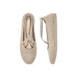 Rhinestone Cross Strap Knit Ballet Flats - Sand