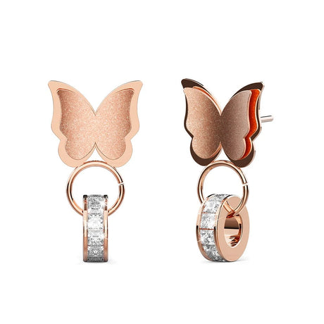 Bullion Gold Butterfly Interlock Rose Gold Layered Earrings