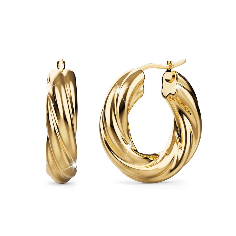 Bullion Gold Celia Rope Twisted Hoop Earrings