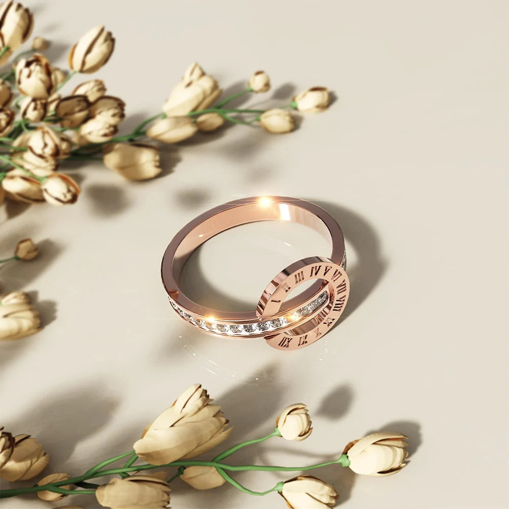 Bullion Gold Morgan Circular Roman Numeral Dial Ring