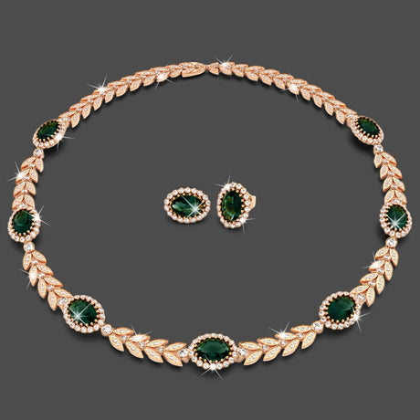 Boxed Georgina Necklace and Earrings Set Emerald Embellished with Swarovski® Crystals