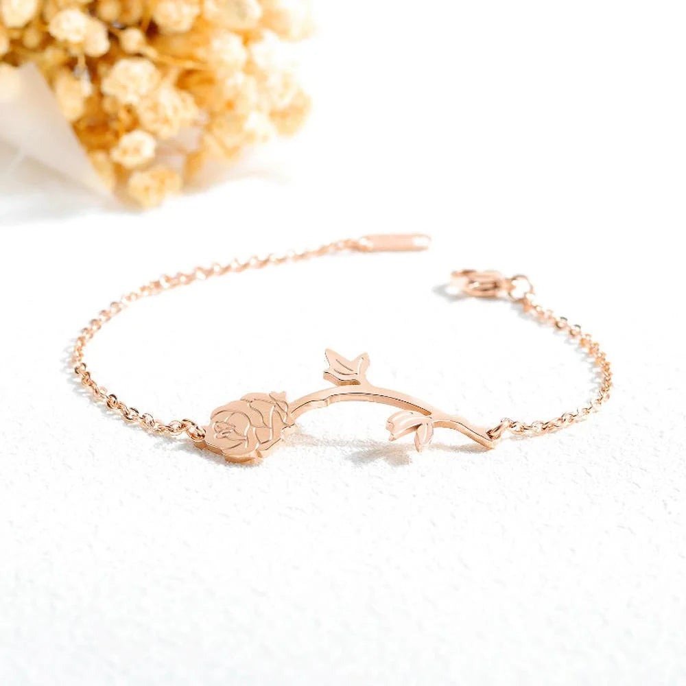 Bullion Gold One Piece Rose Bracelet in Rose Gold Layered Steel Jewellery