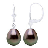Earrings In White Gold and Real Cultured Tahiti Pearls Pear 10-11 mm - Longueur 42 cm