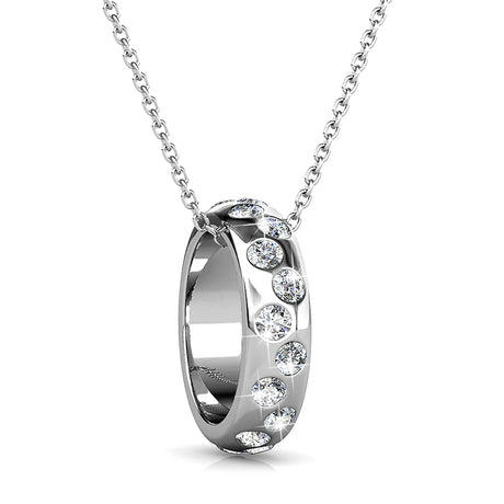 Krystal Couture Ecliptic Pendant Necklace in White Gold Adorned with SWAROVSKI Crystals