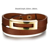 Genuine Cow Leather Wrap Bracelet With 18K Gold Buckle