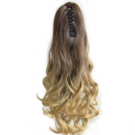 2Pcs Ombre Ponytail Ribbon Clamp  Wavy 50Cm 20" Hair Extension Claw04 2X