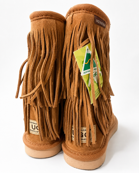Australian Leather Ugg Double Fringe Short - Chestnut - AU4