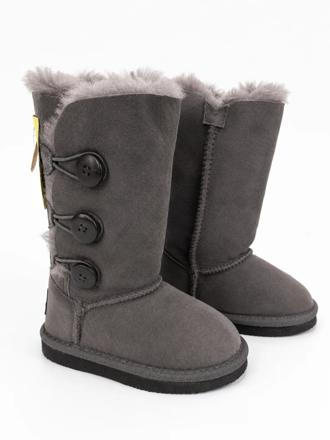 Australian Leather Ugg Kids 3Button Classic Long - Grey - AU8