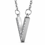Krystal Couture Luxury V Shaped Pendant Necklace in White Gold Embellished with Swarovski Crystals