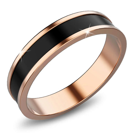 Bullion Gold Ceres Timeless Ring Black Enamel Ring in Rose Gold