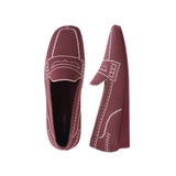 Comfortable Slip On Square Toe Loafers - Wine