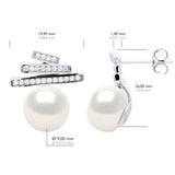 Earrings Strips Mounted with Cubic Zirconia - Natural White - Longueur 18 cm