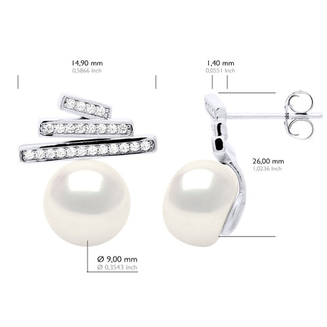 Earrings Strips Mounted with Cubic Zirconia - Natural White - Longueur 18 cm