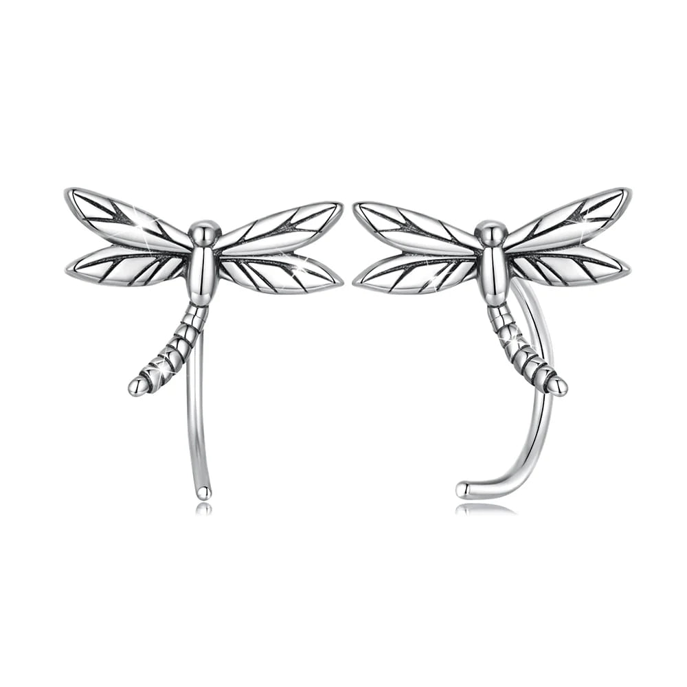 Solid 925 Signature Silver Olivia Dragonfly Stud Earrings