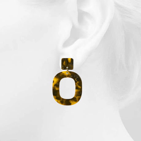 Obsession Tortoiseshell Leopard Print Drop Earrings in Brown