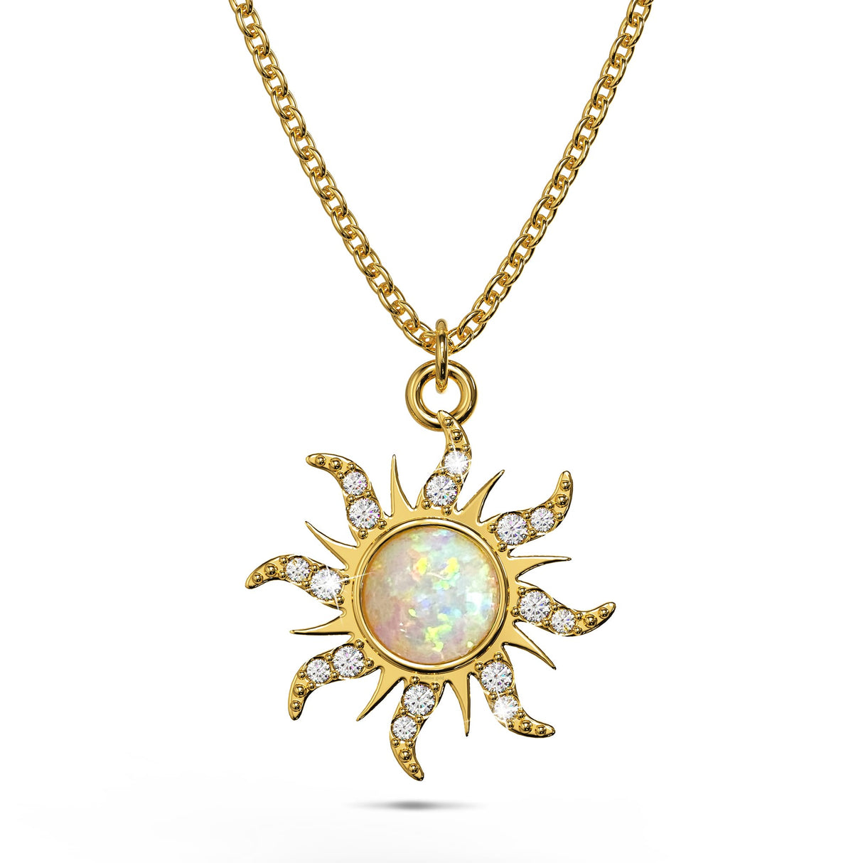 Bullion Gold Celestial Opal Sun Necklace