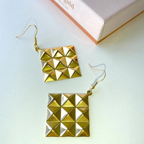 Bullion Gold Fascination Geometric Style Diamond Shape Metallic Earrings Gold