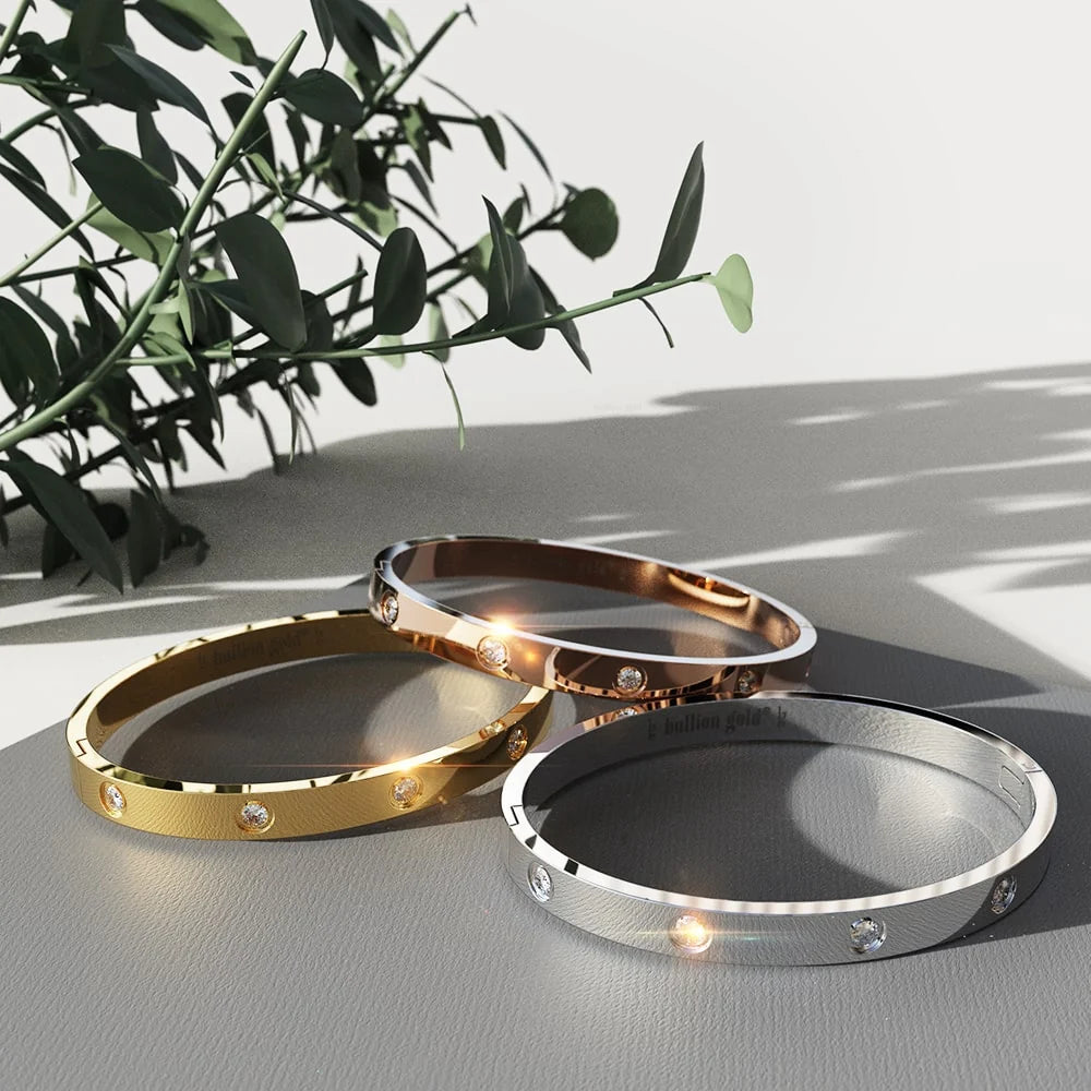 Boxed Cecelia 3 Pc Tri-Tone Bangle Set