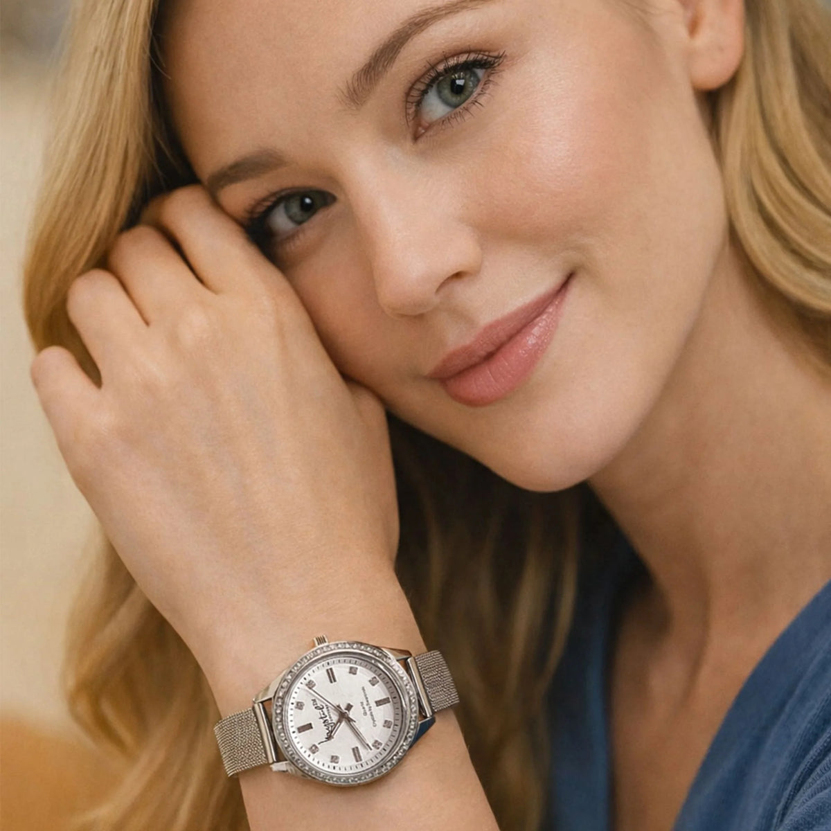 Tabby Boxed Lux White Gold Watch & Feline Necklace Set