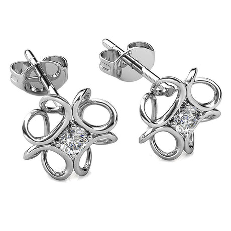 Boxed White Gold Blooming Flower Bracelet & Daffodil Hologram Stud Earrings Embellished with SWAROVSKI® Crystals Set