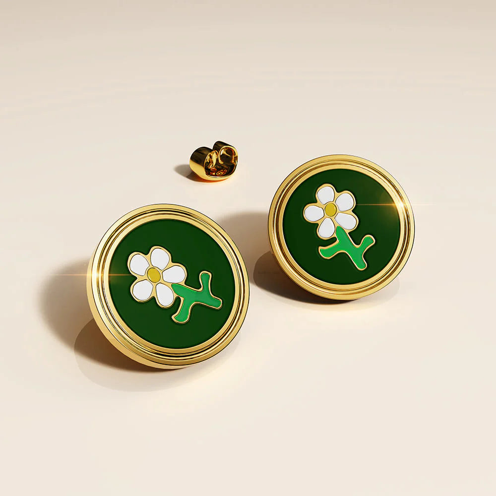 Bullion Gold Verdant Floral Stud Earrings in Gold