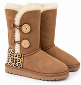 Australian Leather Ugg Classic Short 2Button Leopard - Chocolate - AU4