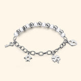 Bullion Gold Polished Charm Bracelet In White Gold