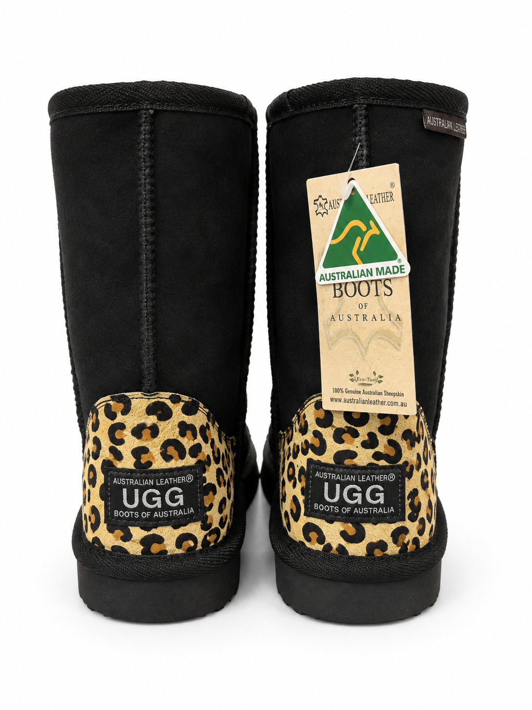 Australian Leather Ugg Leopard Classic Short - Black - AU6