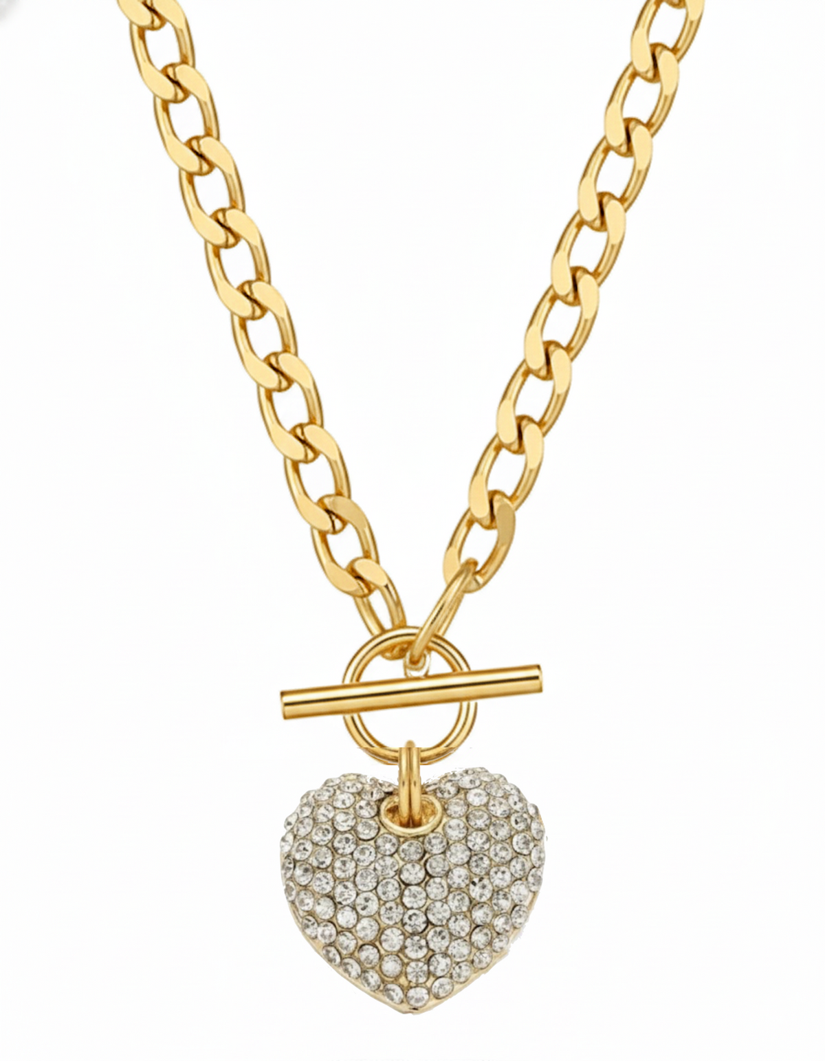 Liv Oliver 18K Gold Heart Charm Pave Bracelet