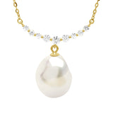 Necklace Baroque Baroque Freshwater Pearl White Yellow Gold 12mm