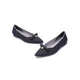 Sarah Casual Pearl Bow Commuter Flats - Charcoal
