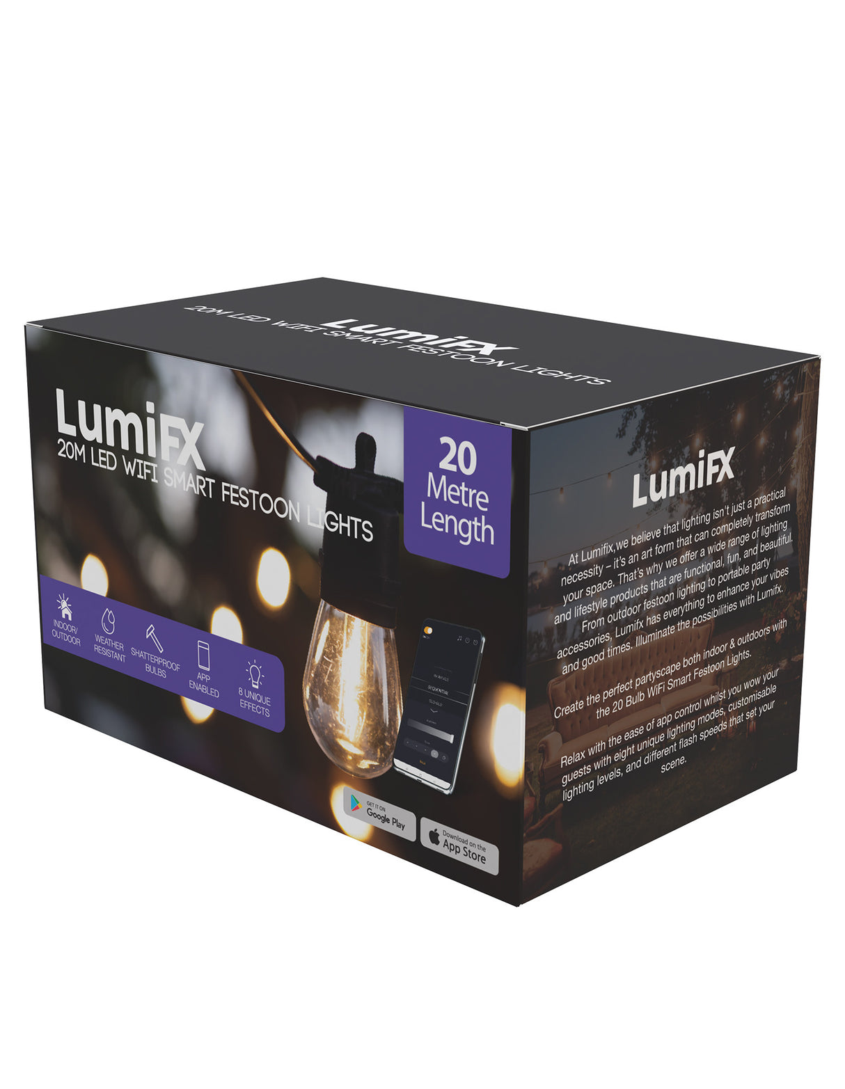 LumiFx 50 Bulb Wifi Smart Festoon Lights