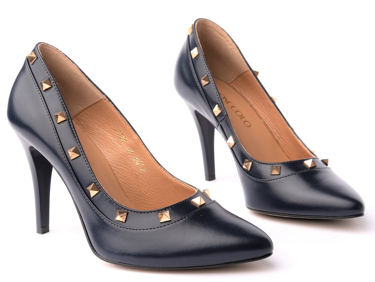 Bosccolo Womens Heels - Navy Blue/Gold