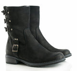 Bosccolo Womens Boots With Buckles - Black Nubuk