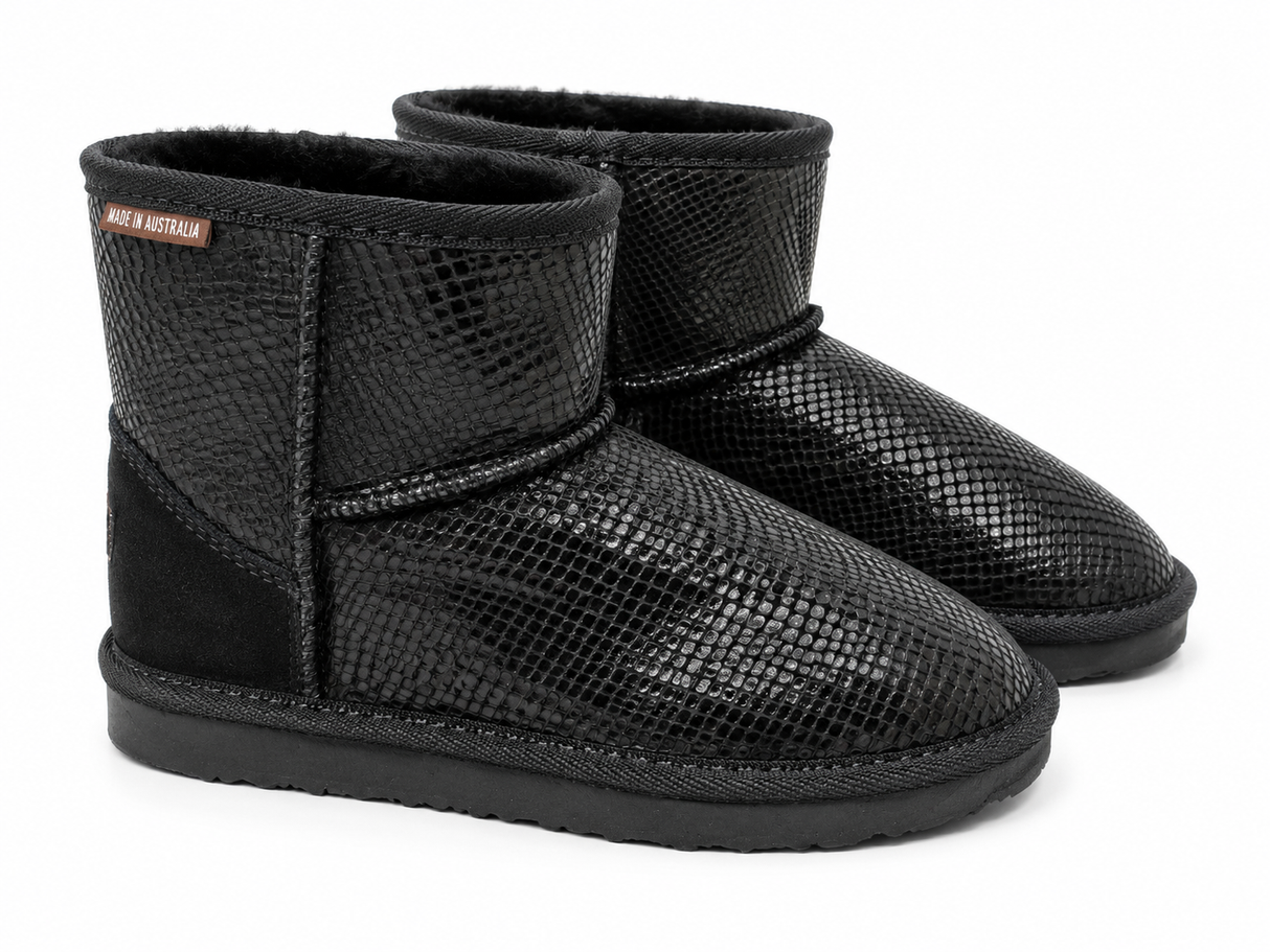 Australian Leather Ugg Classic Mini Snake Skin - Black - AU6