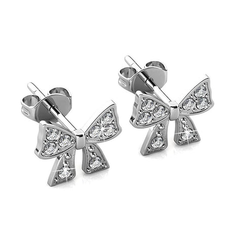 Boxed Ribbon Tie Necklace and Earrings Set Embellished with SWAROVSKI® Crystals