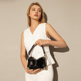 Mini Trunk Top Handle Bag with Metal Embellishments - Black