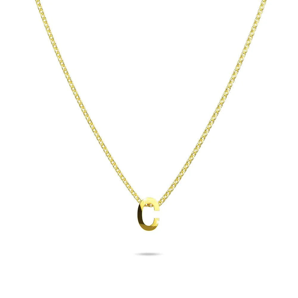 Bullion Gold Initials Brick Alphabet Letter Necklace Gold Layered Steel Jewellery