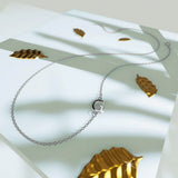 Bullion Gold Bold Alphabet Letter Initial Charm Necklace in White Gold Tone