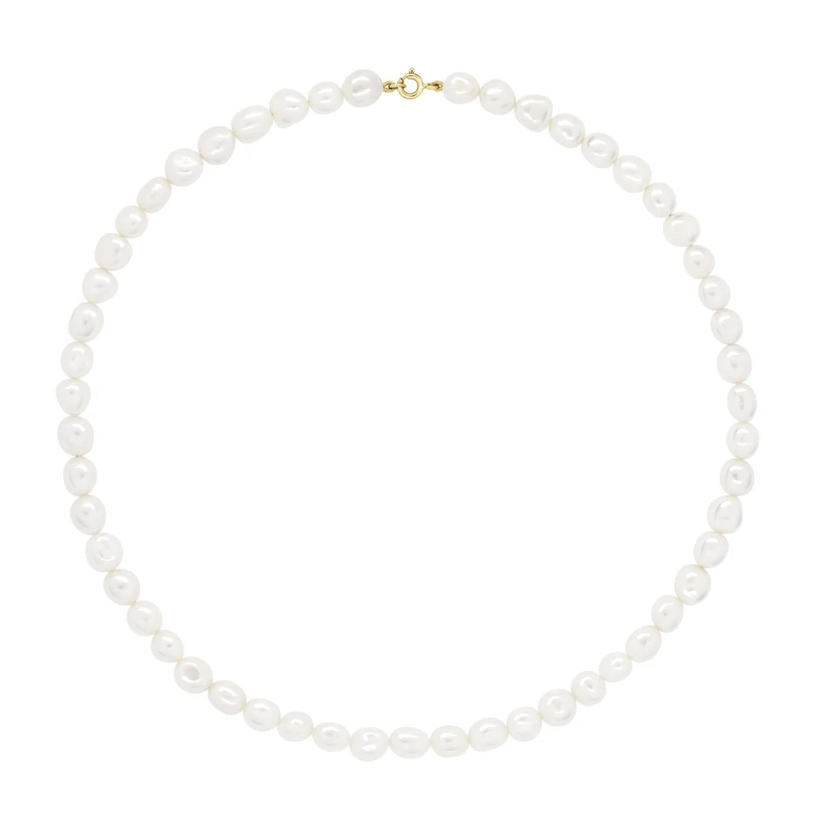 Necklace Baroque Baroque Freshwater Pearl White Yellow Gold 6-7mm 45cm
