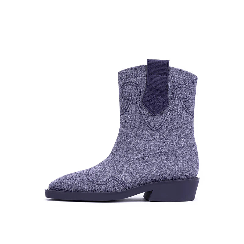 Knit Cowboy Boots - Purple