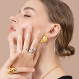 Bullion Gold Elan Irregular Open Claw White Gold Ring