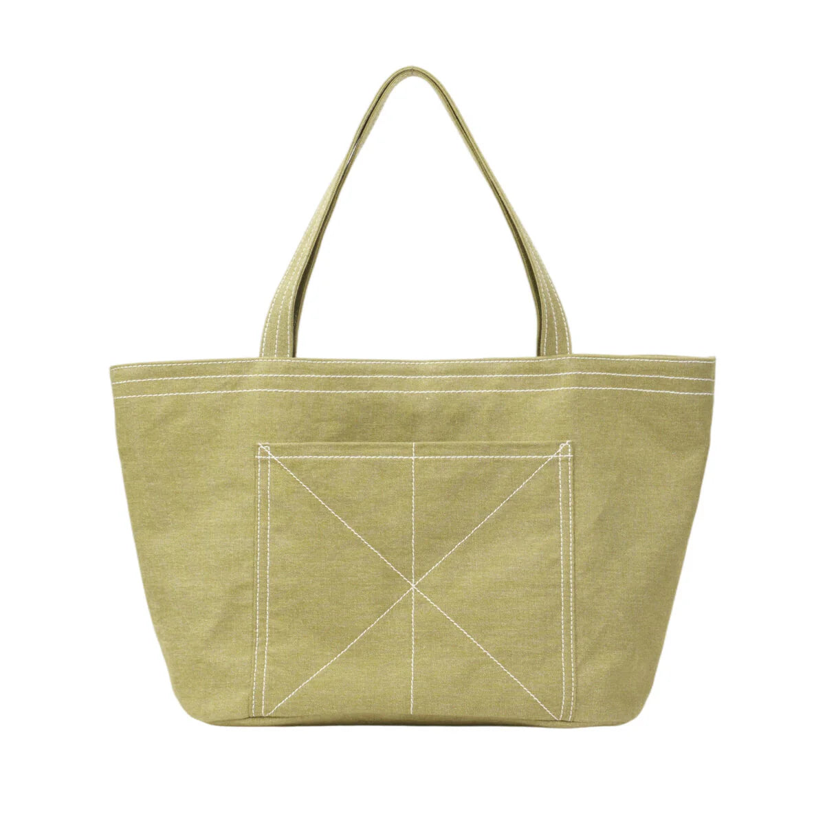 BAMEI Heavy-Duty Canvas Tote Bag with Reinforced Front Pocket & Zip Closure - Avocado