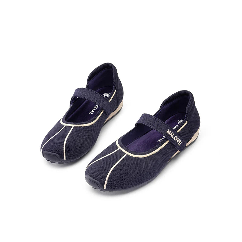 Sport Ballet Mary Jane Flats - Navy