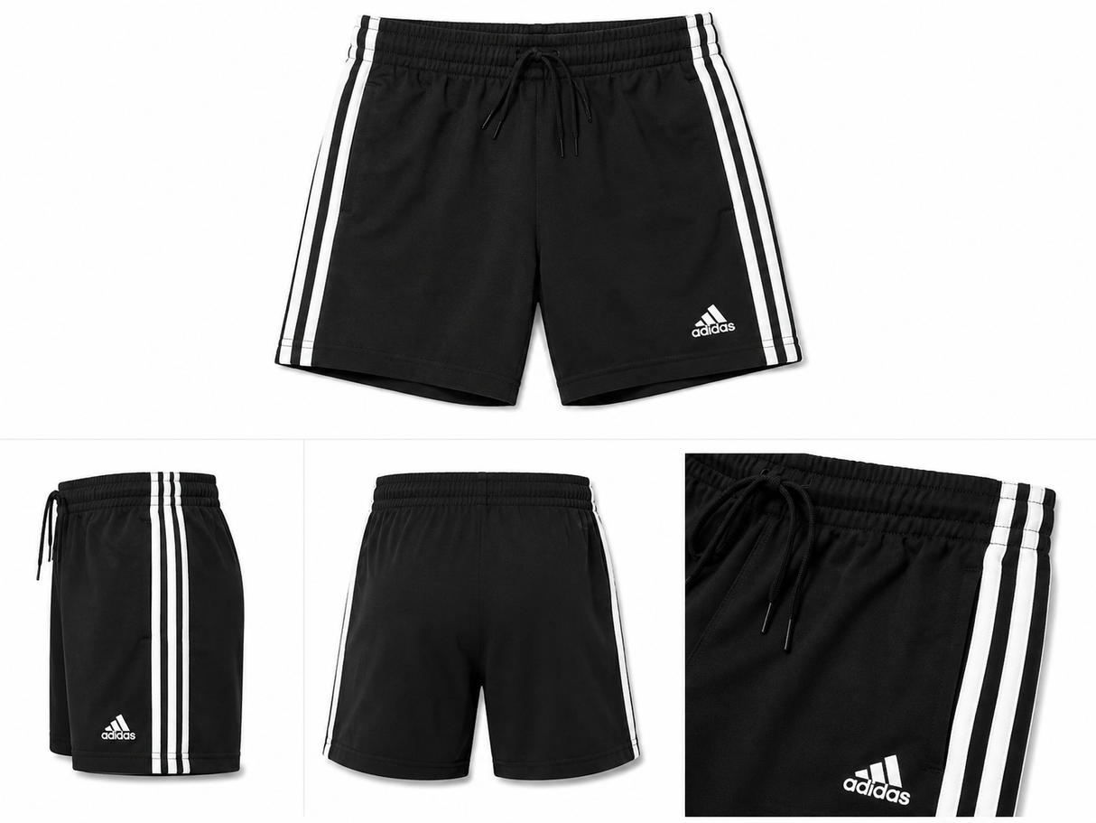 Adidas Women's Essentials Slim 3-Stripes Shorts - Black/White
