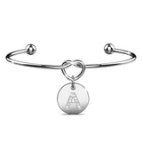 Bullion Gold Fancy Alphabet Letter Initial Bangle in White Gold