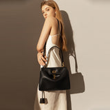 Utilitarian Structured Leather Flap Bag - Black